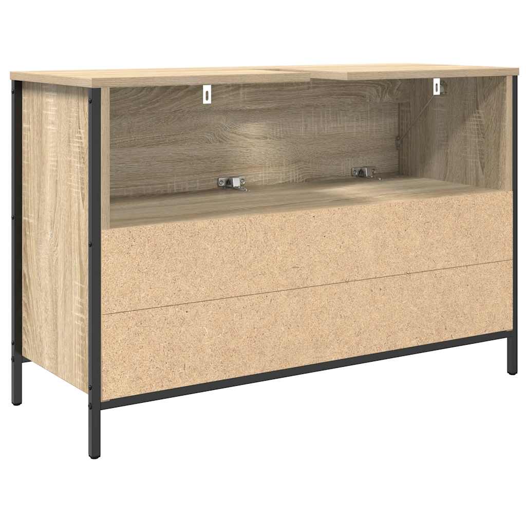 Badkamerkast met lades 90x34,5x60 cm Sonoma eikenkleurig is nu te koop bij PeponiXL, paradijselijk wonen!
