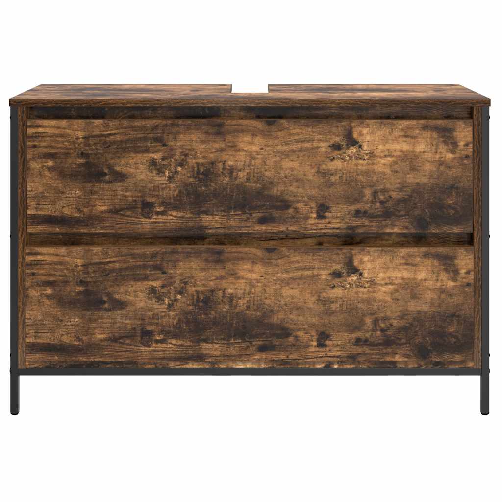 Badkamerkast met lades 90x34,5x60 cm gerookt eikenkleurig is nu te koop bij PeponiXL, paradijselijk wonen!