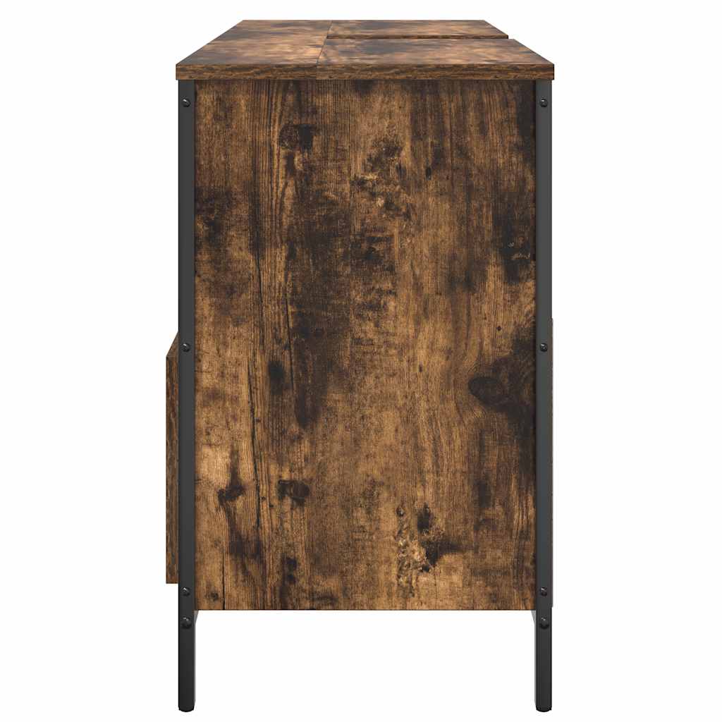 Badkamerkast met lades 90x34,5x60 cm gerookt eikenkleurig is nu te koop bij PeponiXL, paradijselijk wonen!