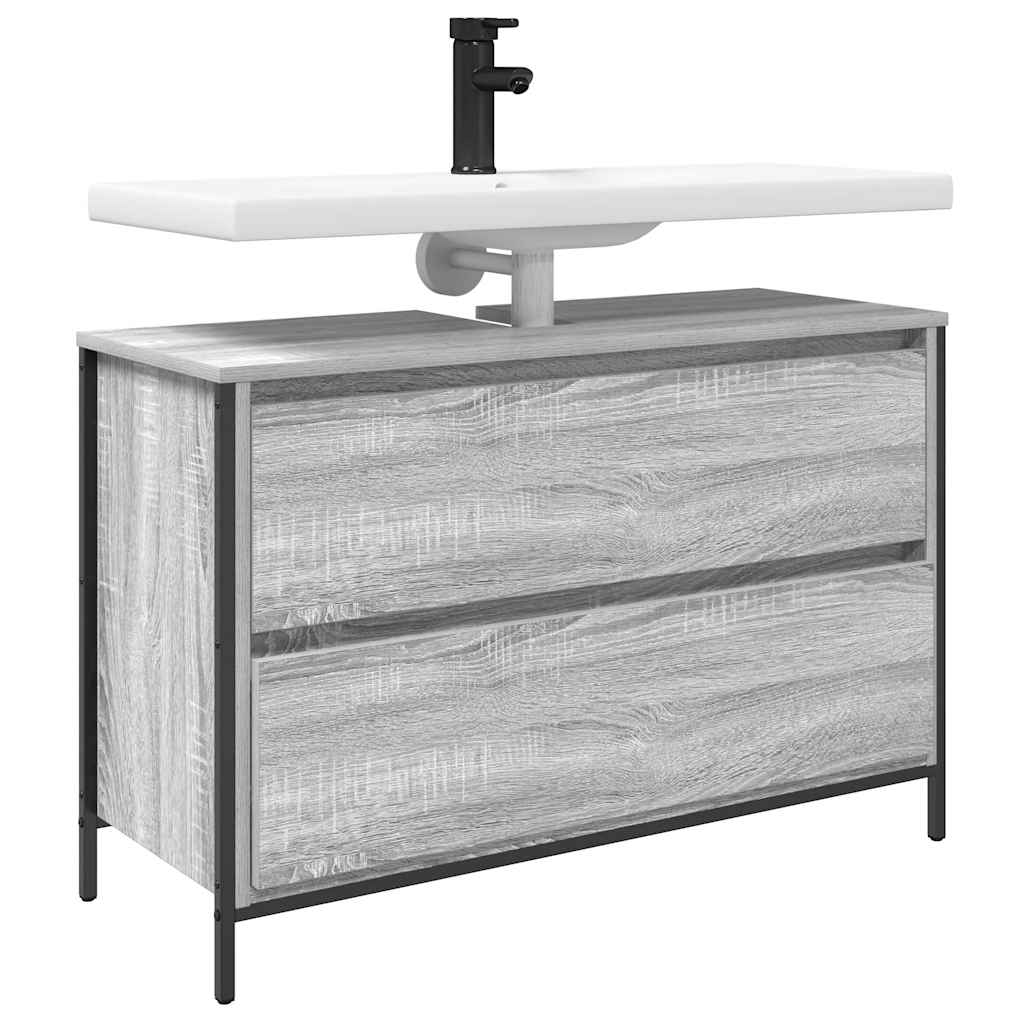 Badkamerkast met lades 90x34,5x60 cm grijs sonoma is nu te koop bij PeponiXL, paradijselijk wonen!