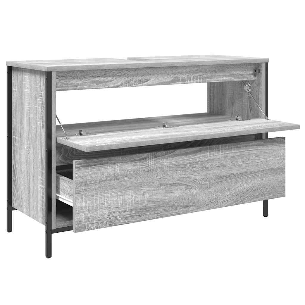 Badkamerkast met lades 90x34,5x60 cm grijs sonoma is nu te koop bij PeponiXL, paradijselijk wonen!
