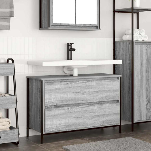 Badkamerkast met lades 90x34,5x60 cm grijs sonoma is nu te koop bij PeponiXL, paradijselijk wonen!
