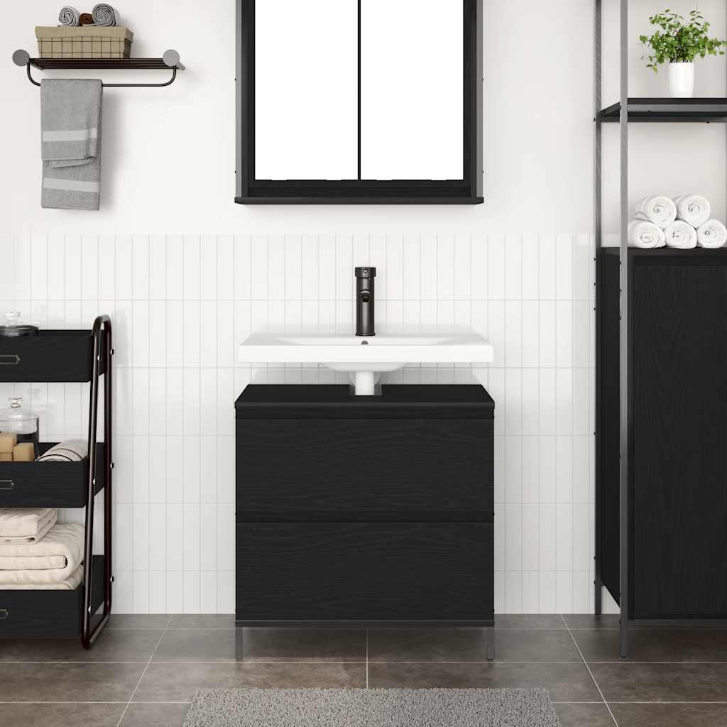 Badkamerkast met lades 60x34,5x60 cm zwart eikenkleurig is nu te koop bij PeponiXL, paradijselijk wonen!