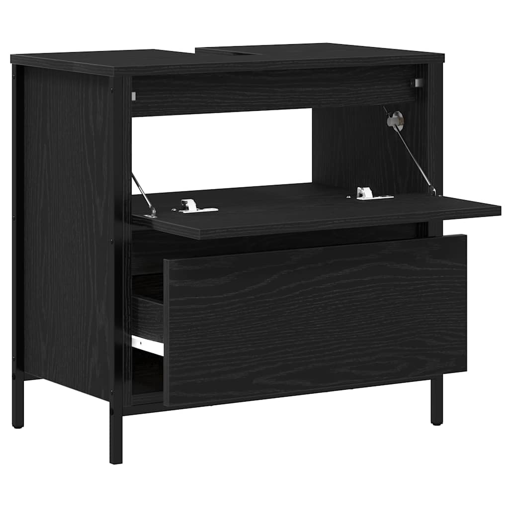 Badkamerkast met lades 60x34,5x60 cm zwart eikenkleurig is nu te koop bij PeponiXL, paradijselijk wonen!