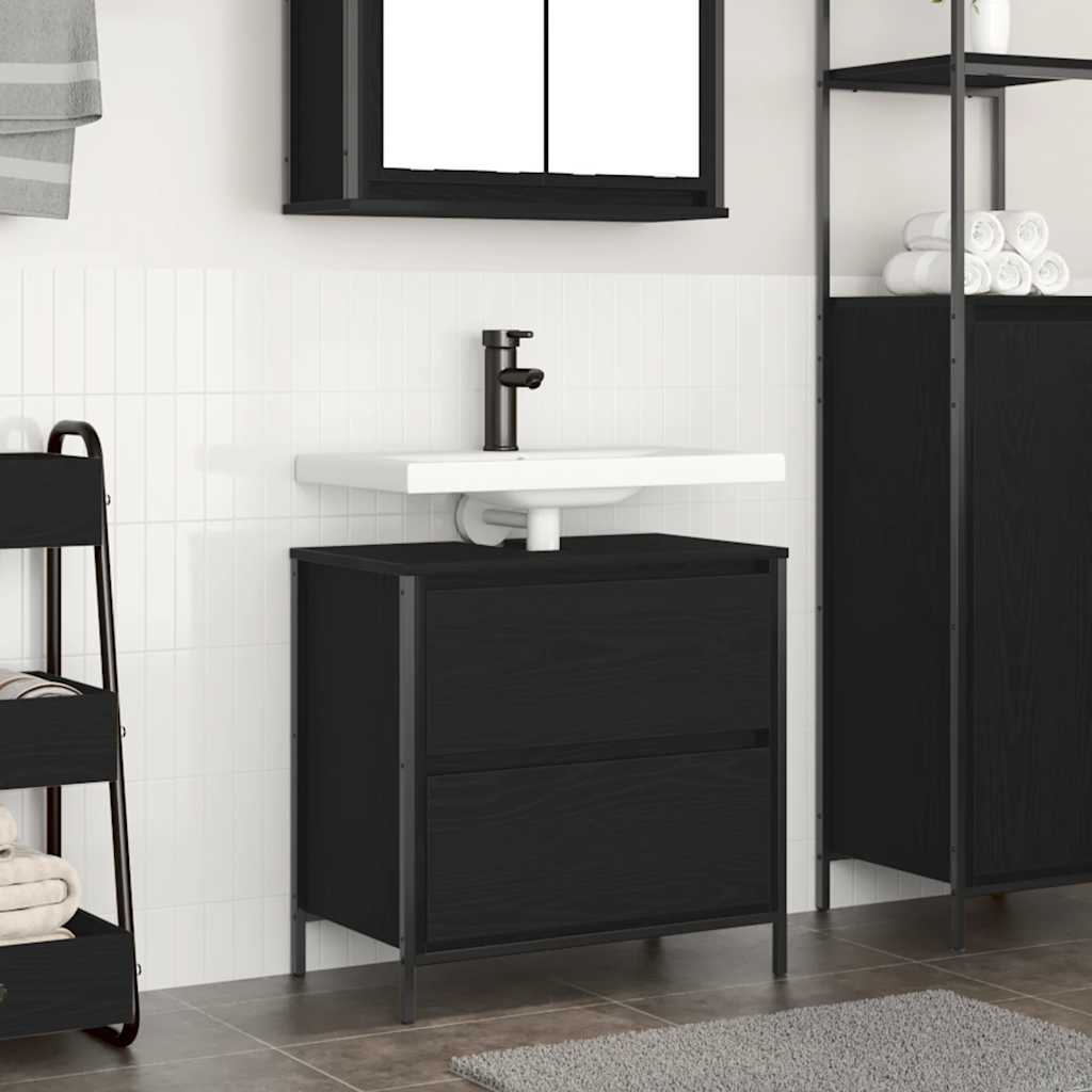 Badkamerkast met lades 60x34,5x60 cm zwart eikenkleurig is nu te koop bij PeponiXL, paradijselijk wonen!
