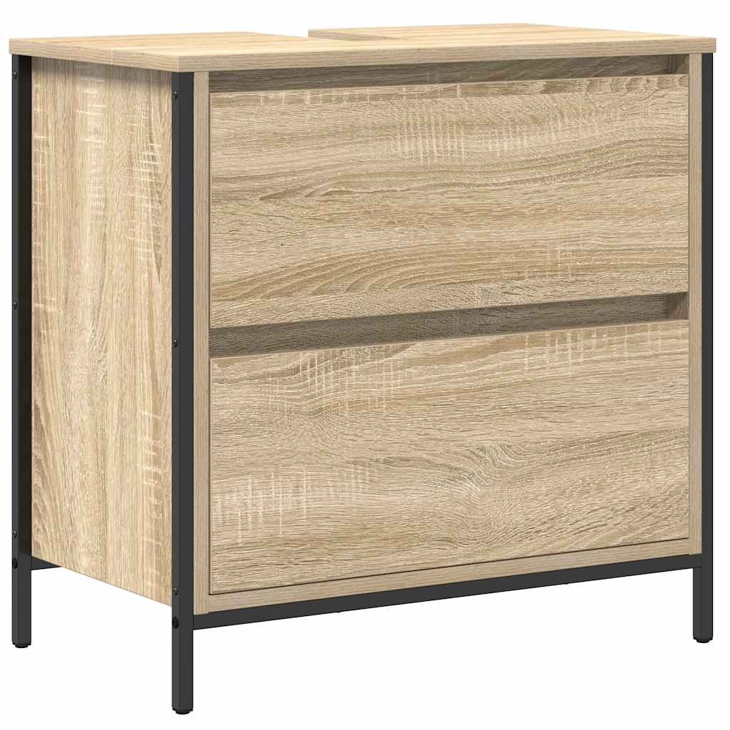 Badkamerwastafelkast met lades 60x34,5x60cm Sonoma eikenkleurig is nu te koop bij PeponiXL, paradijselijk wonen!
