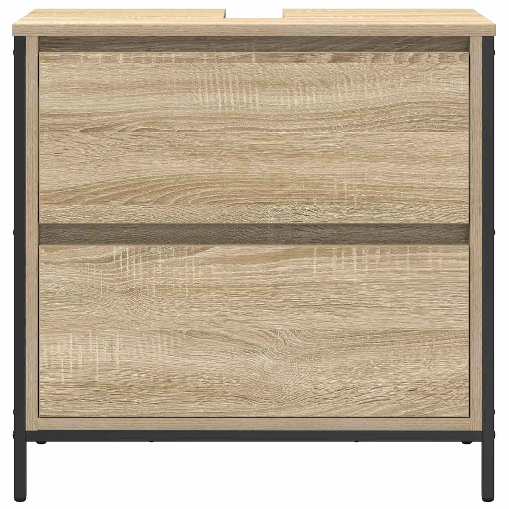 Badkamerwastafelkast met lades 60x34,5x60cm Sonoma eikenkleurig is nu te koop bij PeponiXL, paradijselijk wonen!