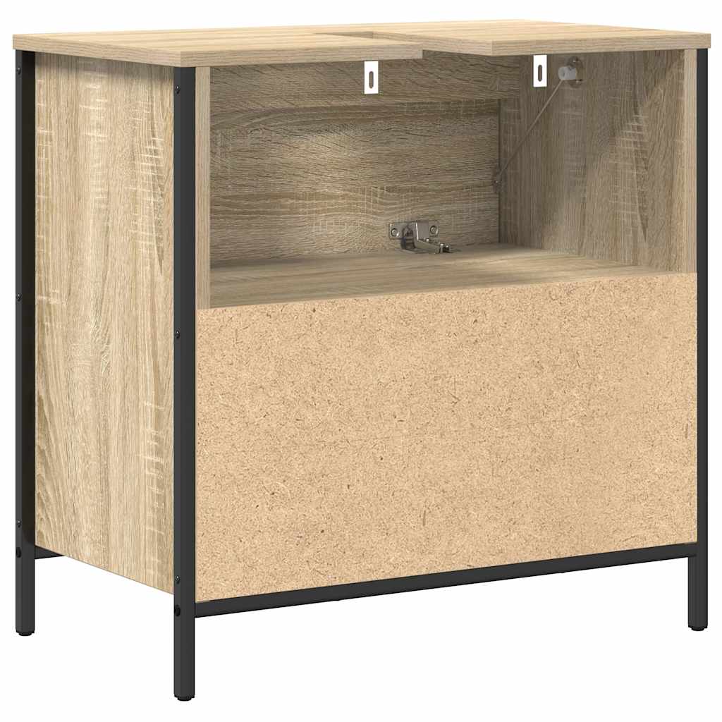 Badkamerwastafelkast met lades 60x34,5x60cm Sonoma eikenkleurig is nu te koop bij PeponiXL, paradijselijk wonen!