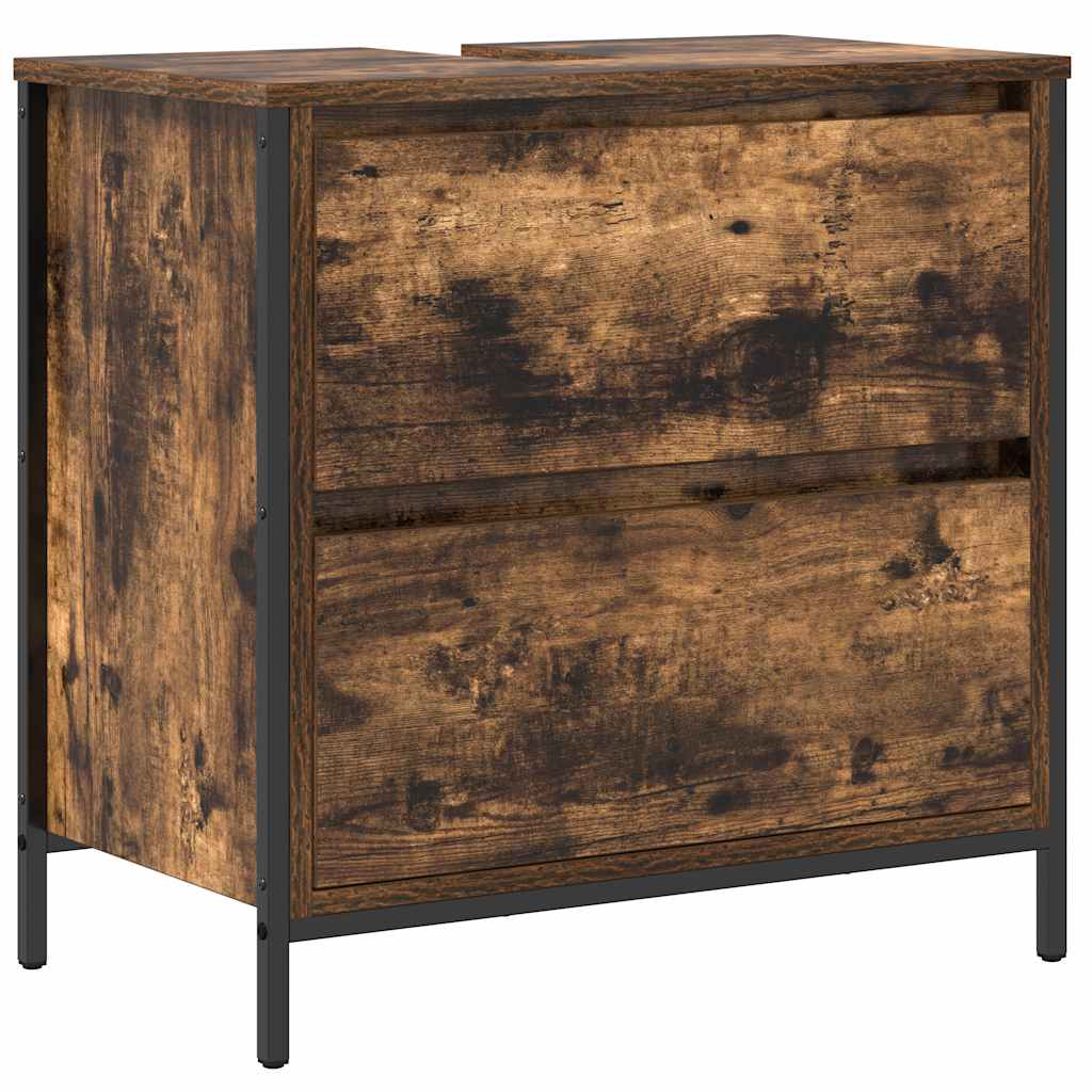 Badkamerkast met lades 60x34,5x60 cm gerookt eikenkleurig is nu te koop bij PeponiXL, paradijselijk wonen!