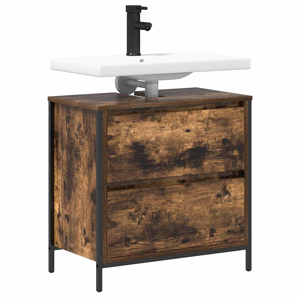 Badkamerkast met lades 60x34,5x60 cm gerookt eikenkleurig is nu te koop bij PeponiXL, paradijselijk wonen!