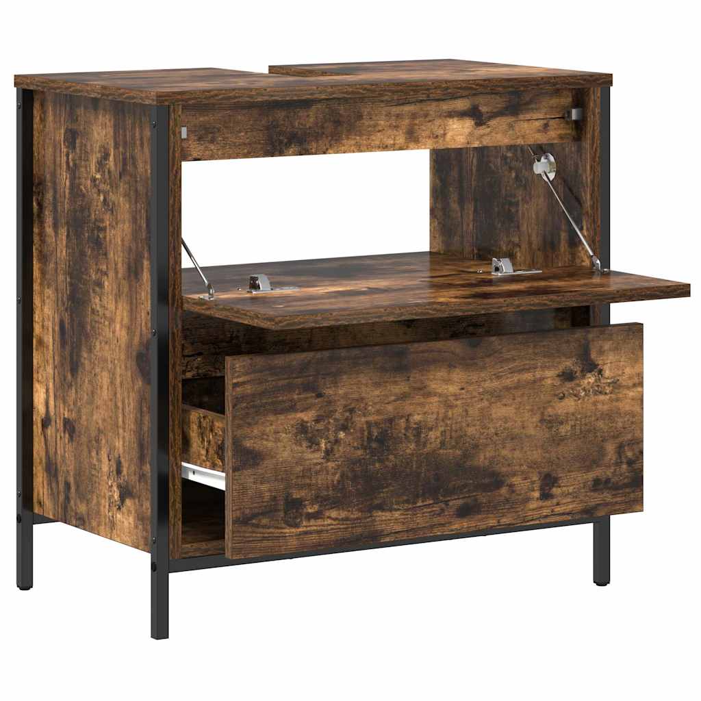 Badkamerkast met lades 60x34,5x60 cm gerookt eikenkleurig is nu te koop bij PeponiXL, paradijselijk wonen!