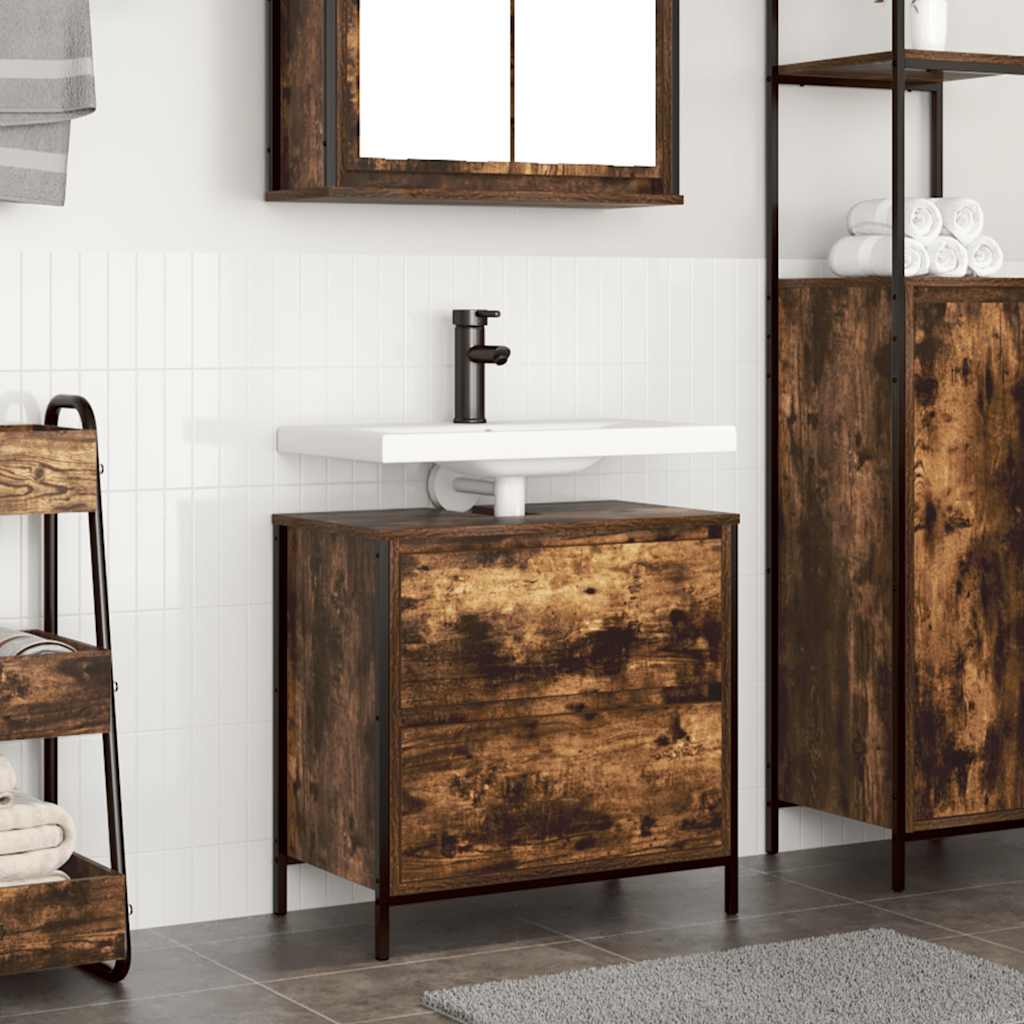 Badkamerkast met lades 60x34,5x60 cm gerookt eikenkleurig is nu te koop bij PeponiXL, paradijselijk wonen!