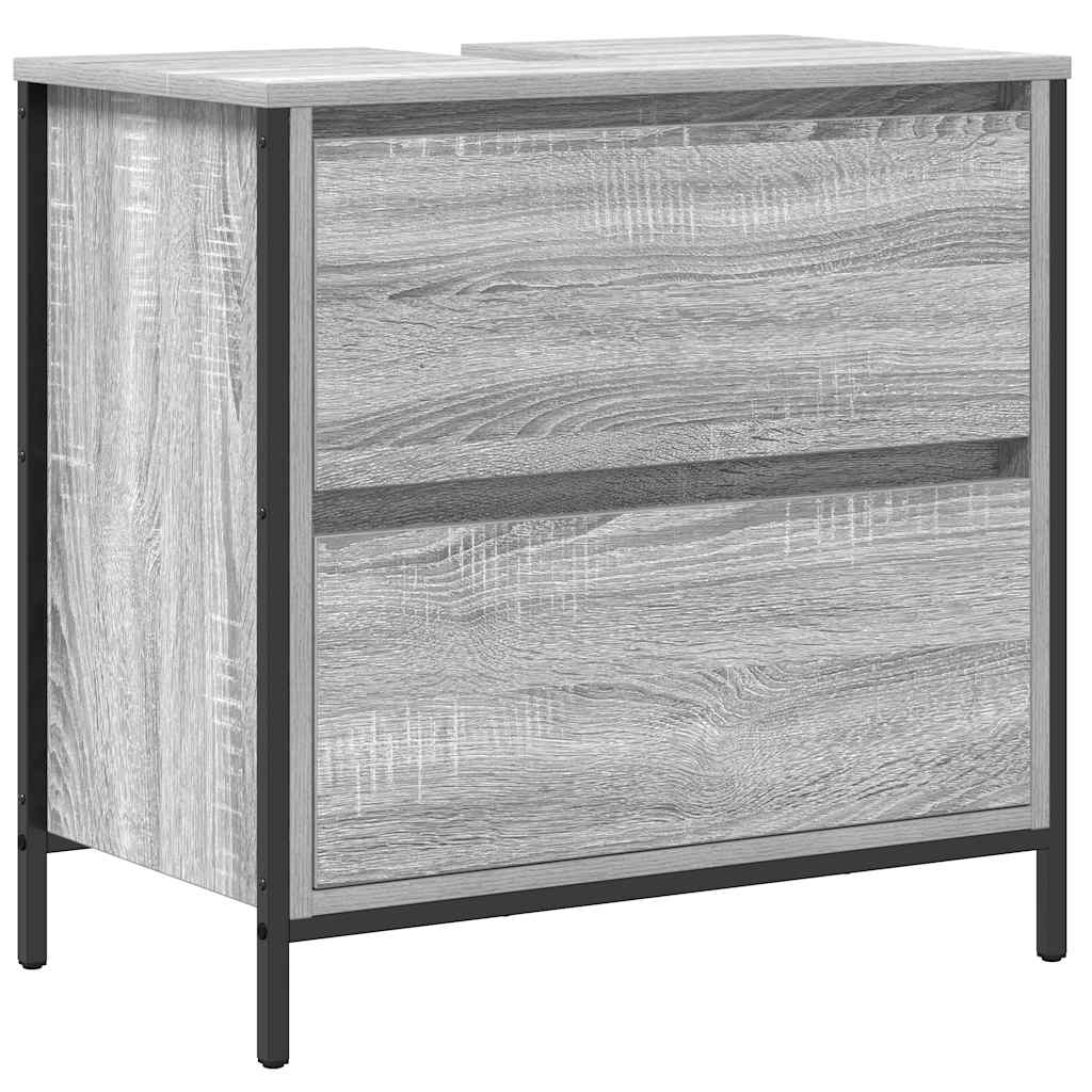 Badkamerkast met lades 60x34,5x60 cm grijs Sonoma is nu te koop bij PeponiXL, paradijselijk wonen!