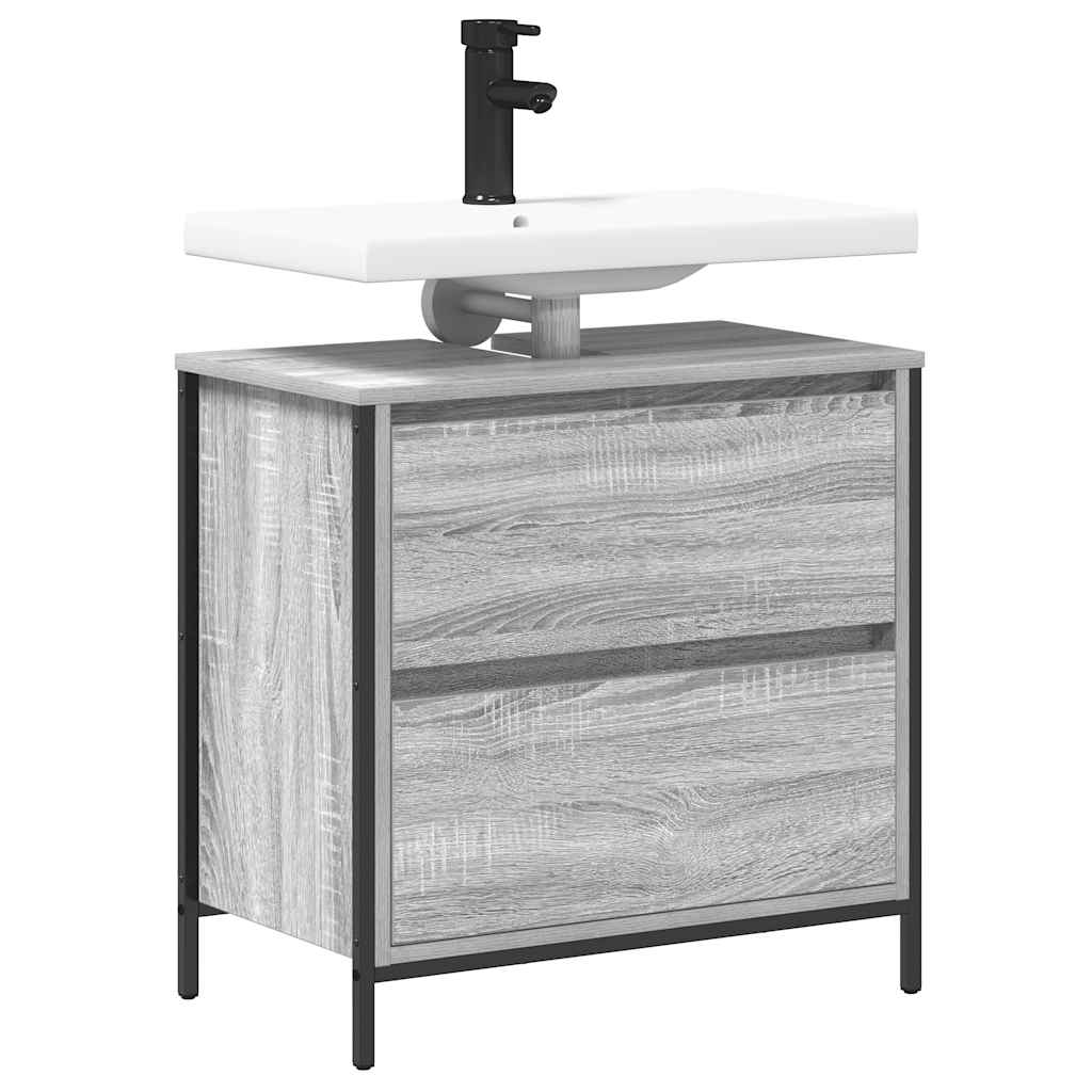 Badkamerkast met lades 60x34,5x60 cm grijs Sonoma is nu te koop bij PeponiXL, paradijselijk wonen!