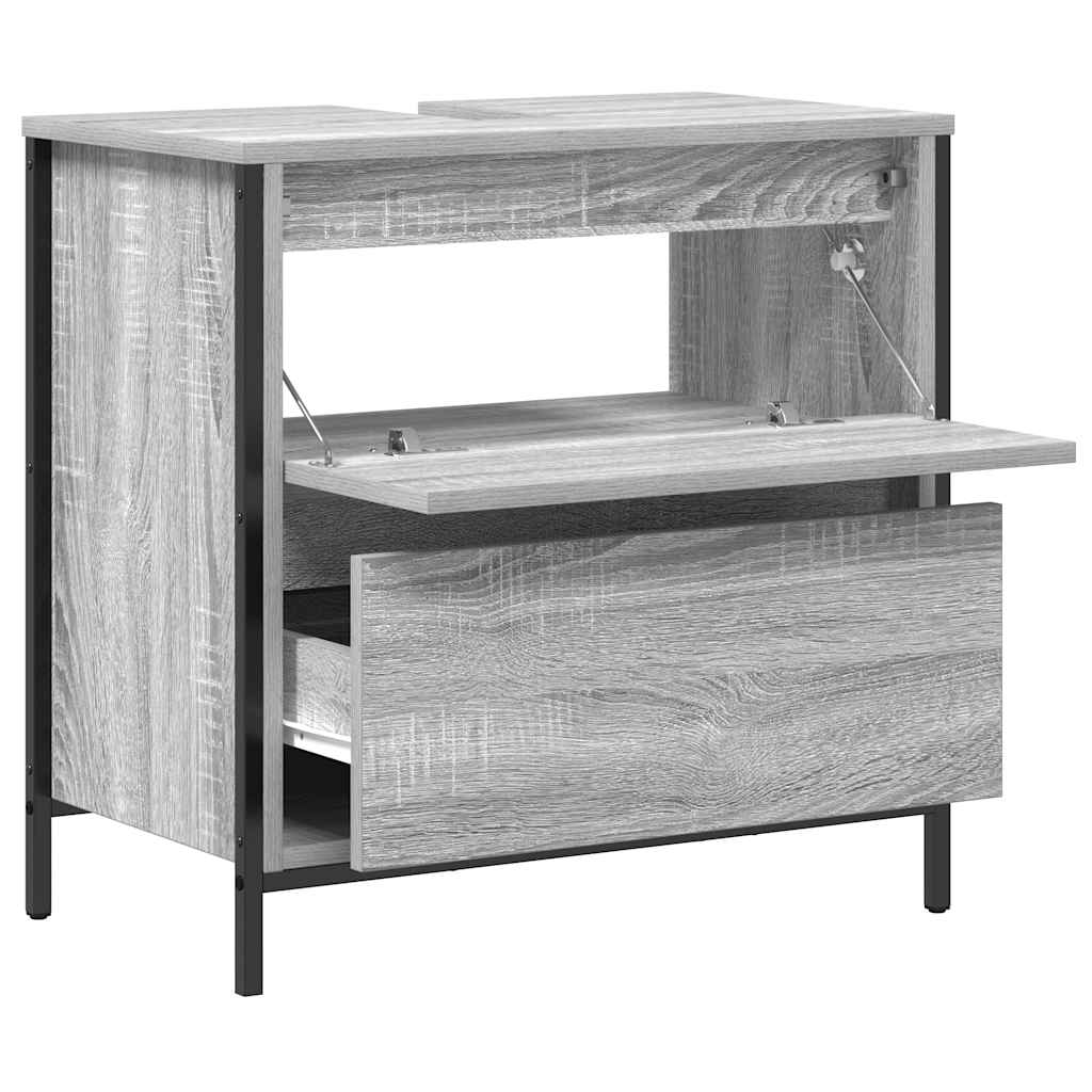 Badkamerkast met lades 60x34,5x60 cm grijs Sonoma is nu te koop bij PeponiXL, paradijselijk wonen!