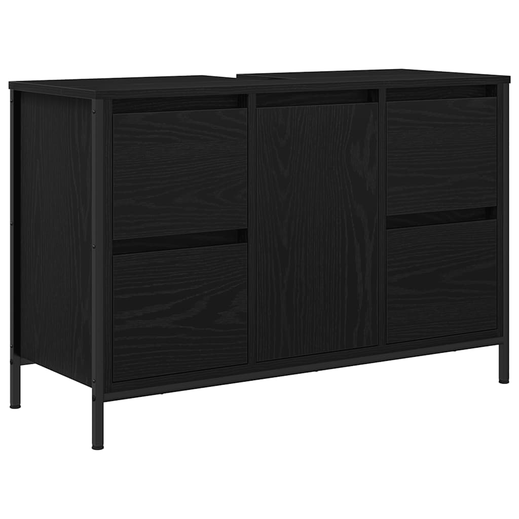 Wastafelkast met lades 90x34,5x60 cm zwart eikenkleurig is nu te koop bij PeponiXL, paradijselijk wonen!