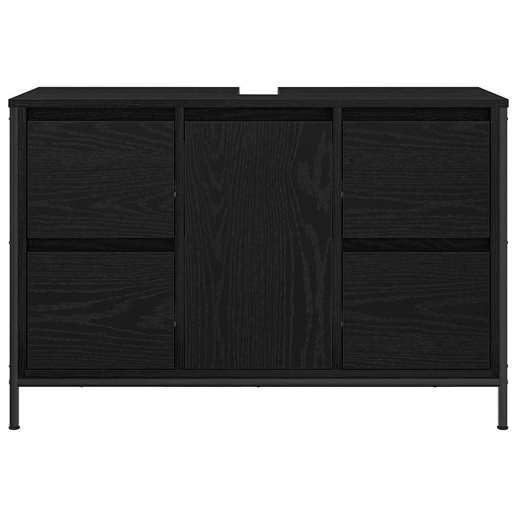 Wastafelkast met lades 90x34,5x60 cm zwart eikenkleurig is nu te koop bij PeponiXL, paradijselijk wonen!
