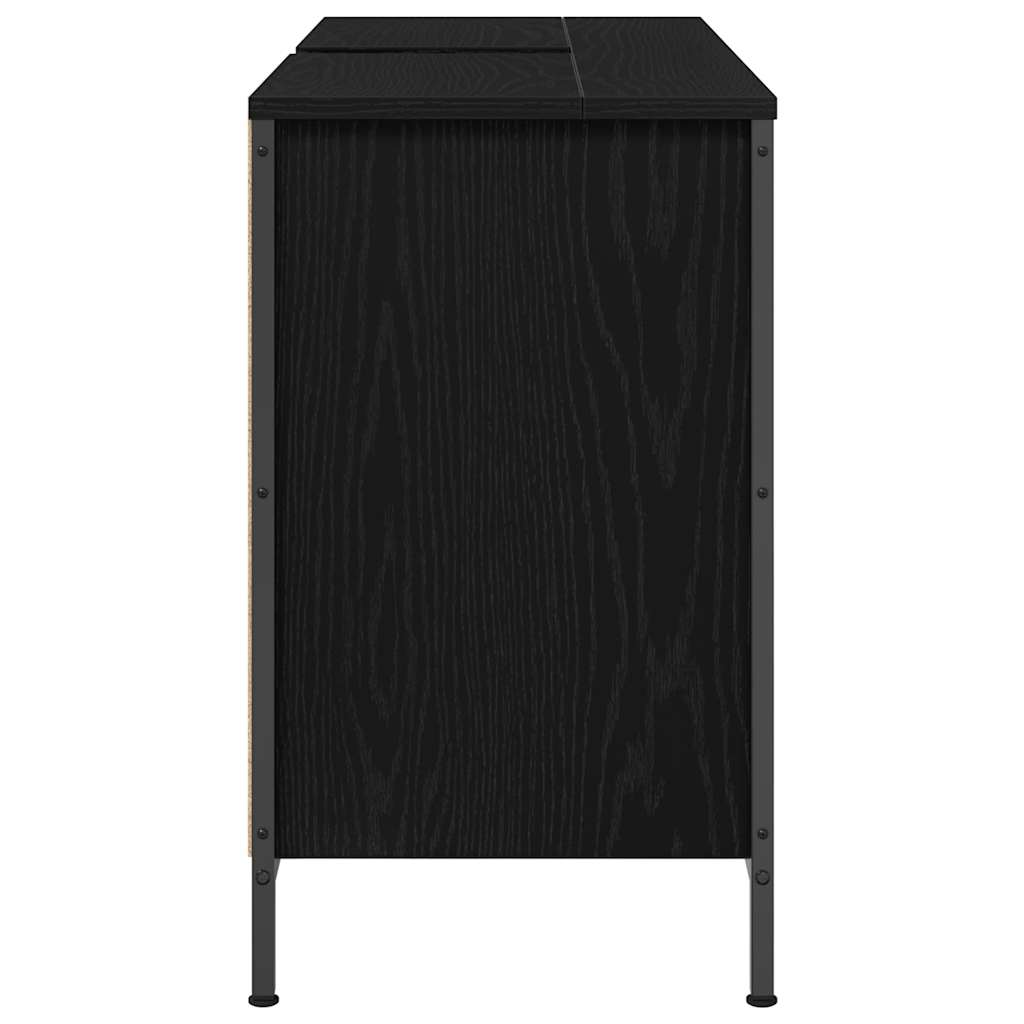 Wastafelkast met lades 90x34,5x60 cm zwart eikenkleurig is nu te koop bij PeponiXL, paradijselijk wonen!