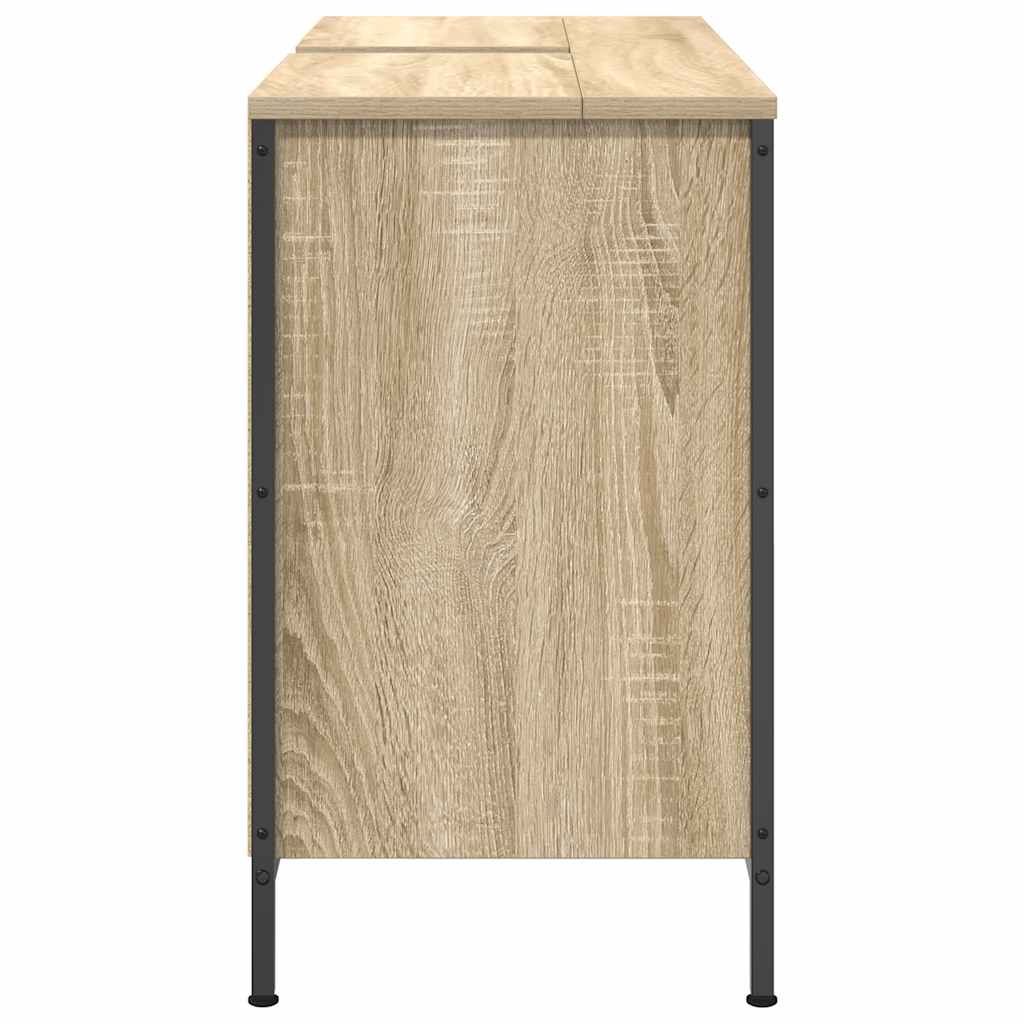 Wastafelkast met lades 90x34,5x60 cm sonoma eikenkleurig is nu te koop bij PeponiXL, paradijselijk wonen!