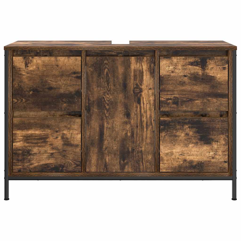 Wastafelkast met lades 90x34,5x60 cm gerookt eikenkleurig is nu te koop bij PeponiXL, paradijselijk wonen!