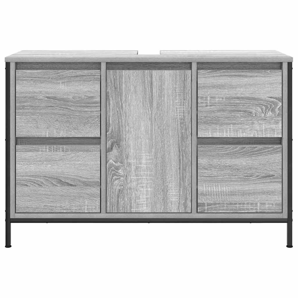 Wastafelkast met lades 90x34,5x60 cm grijs Sonoma is nu te koop bij PeponiXL, paradijselijk wonen!