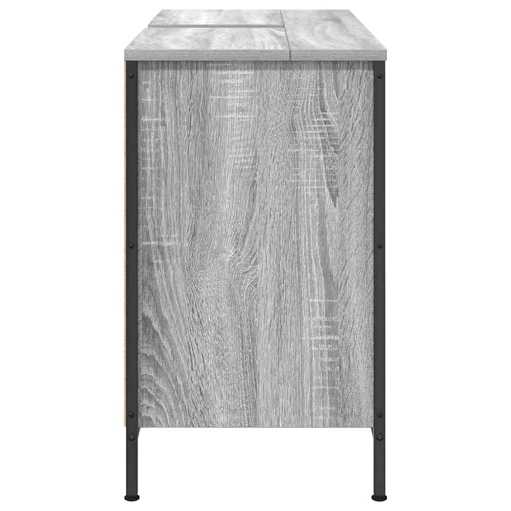 Wastafelkast met lades 90x34,5x60 cm grijs Sonoma is nu te koop bij PeponiXL, paradijselijk wonen!