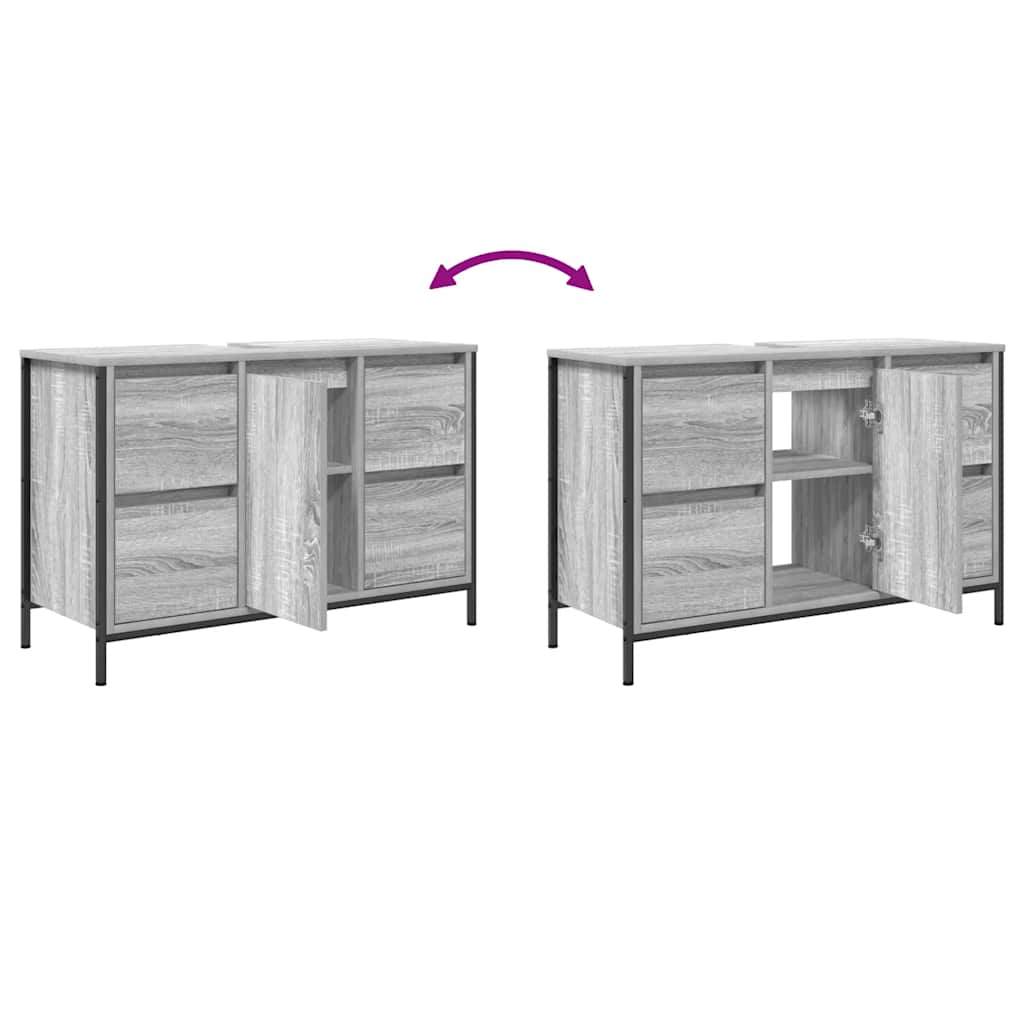 Wastafelkast met lades 90x34,5x60 cm grijs Sonoma is nu te koop bij PeponiXL, paradijselijk wonen!
