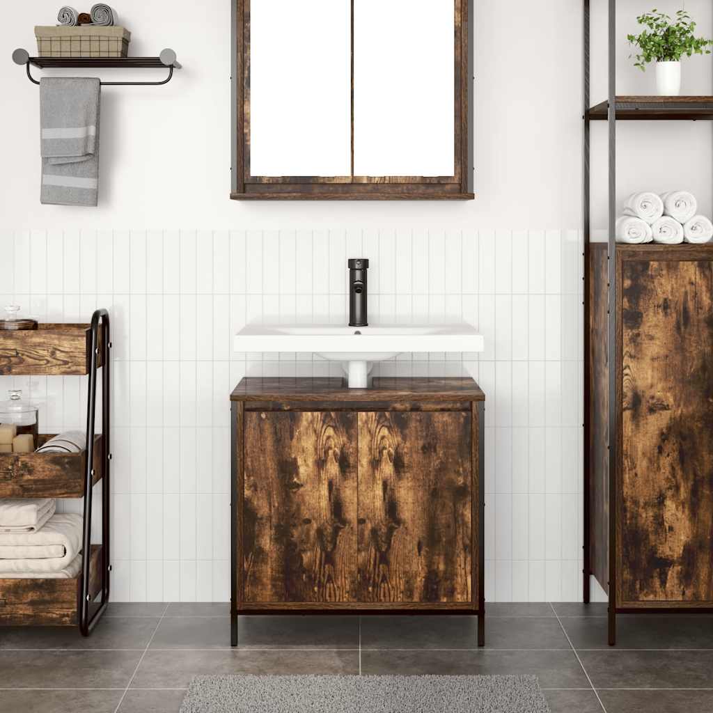 Badkamerkast 60x34,5x60 cm gerookt eikenkleurig is nu te koop bij PeponiXL, paradijselijk wonen!