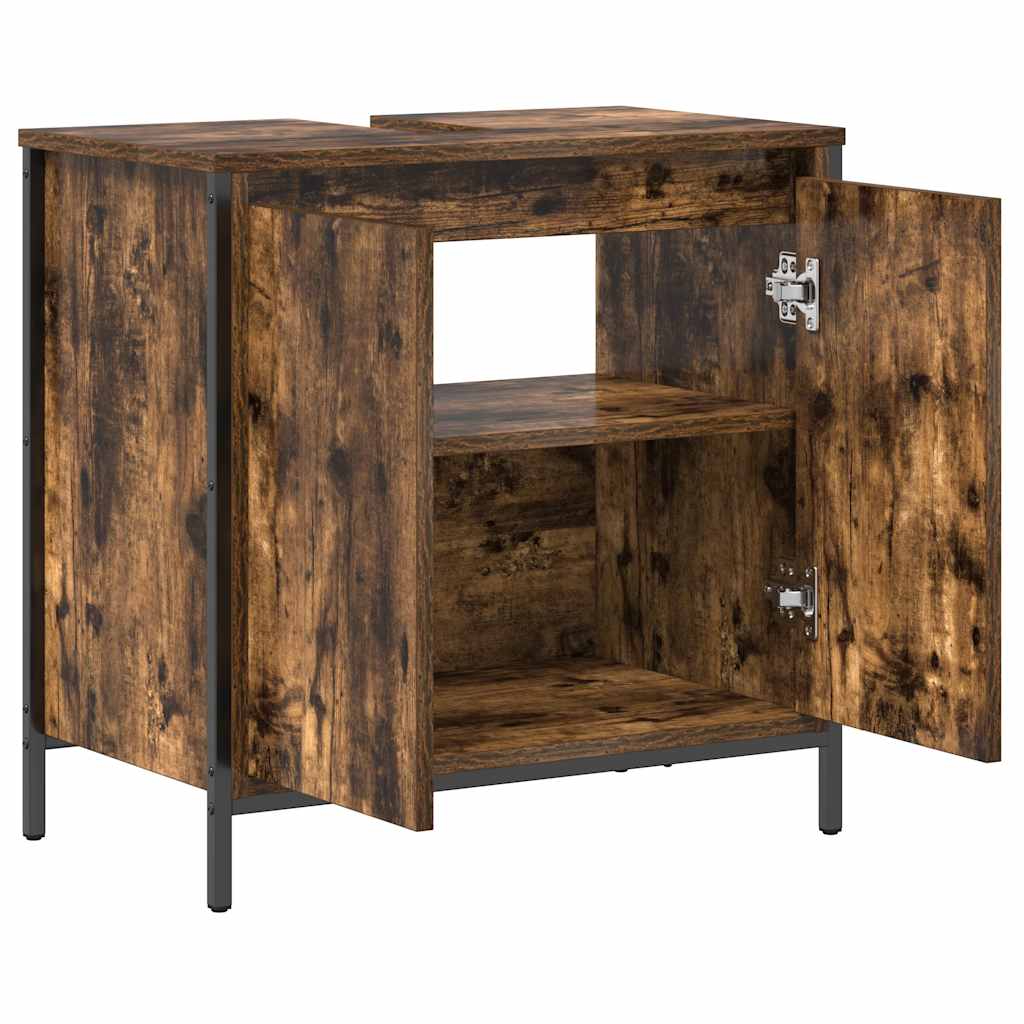 Badkamerkast 60x34,5x60 cm gerookt eikenkleurig is nu te koop bij PeponiXL, paradijselijk wonen!