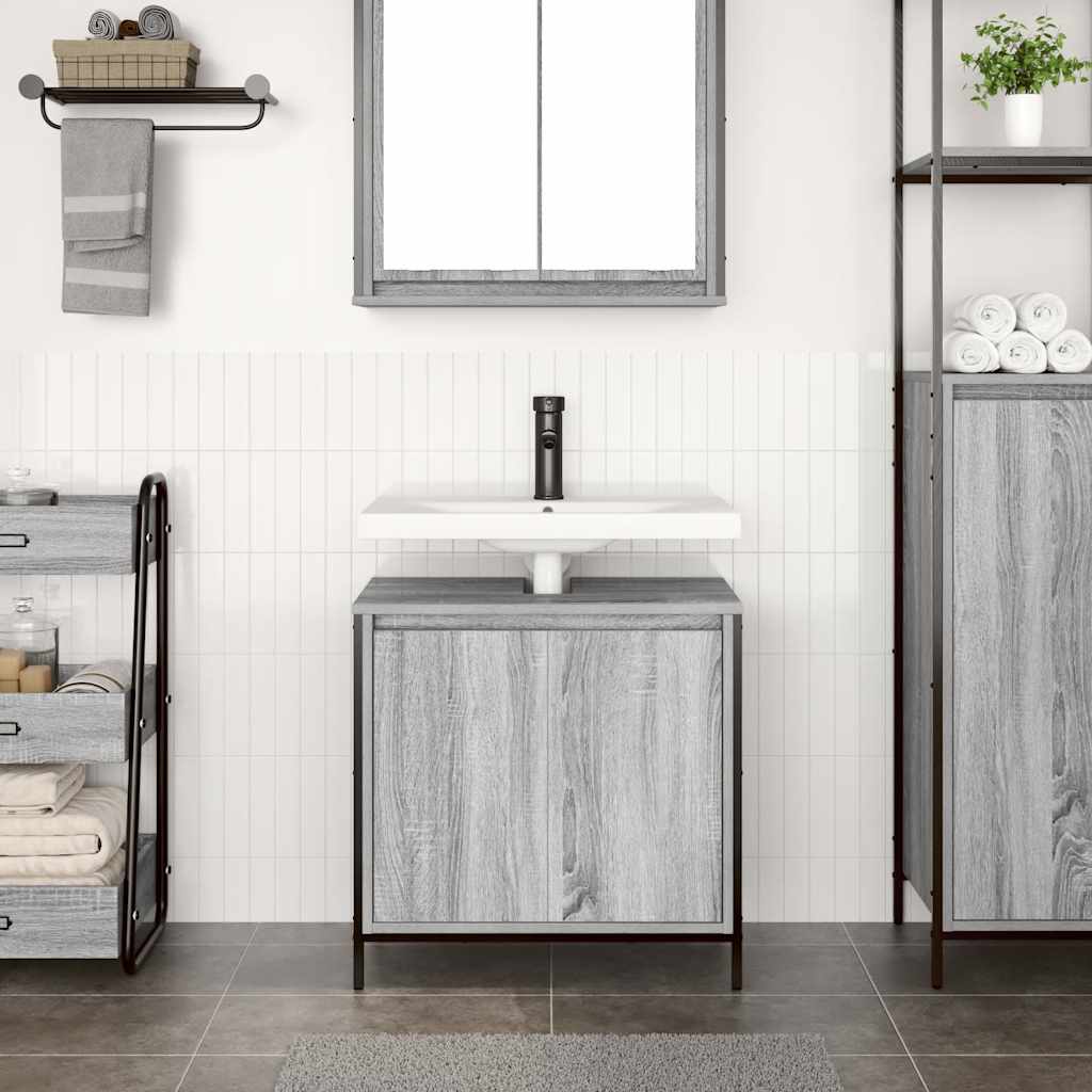 Badkamerkast wastafelkast 60x34,5x60 cm grijs sonoma is nu te koop bij PeponiXL, paradijselijk wonen!
