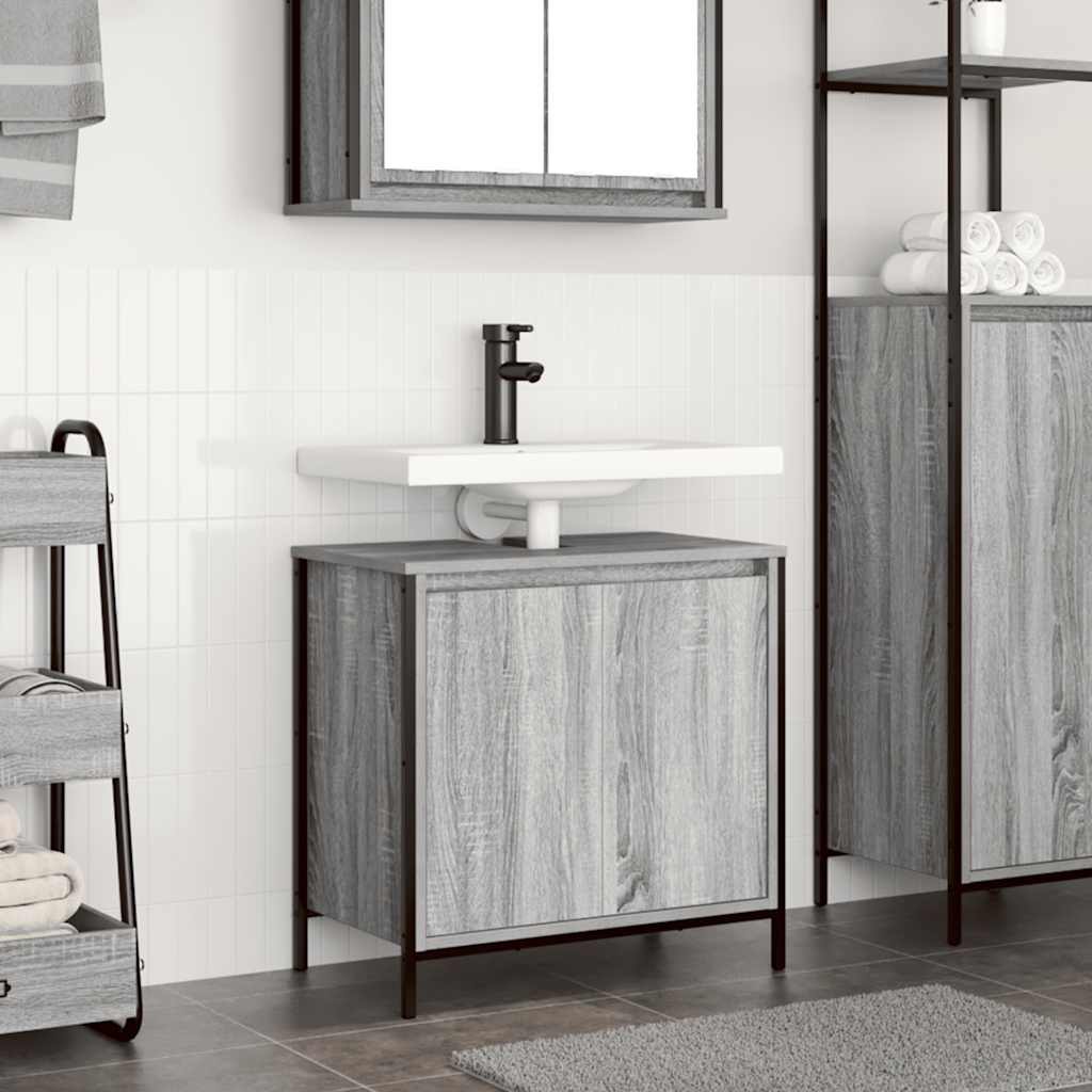 Badkamerkast wastafelkast 60x34,5x60 cm grijs sonoma is nu te koop bij PeponiXL, paradijselijk wonen!