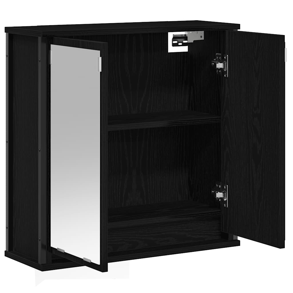Badkamerwandkast met spiegel 60x21x60 cm zwart eikenkleurig is nu te koop bij PeponiXL, paradijselijk wonen!
