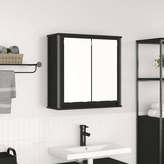 Badkamerwandkast met spiegel 60x21x60 cm zwart eikenkleurig is nu te koop bij PeponiXL, paradijselijk wonen!
