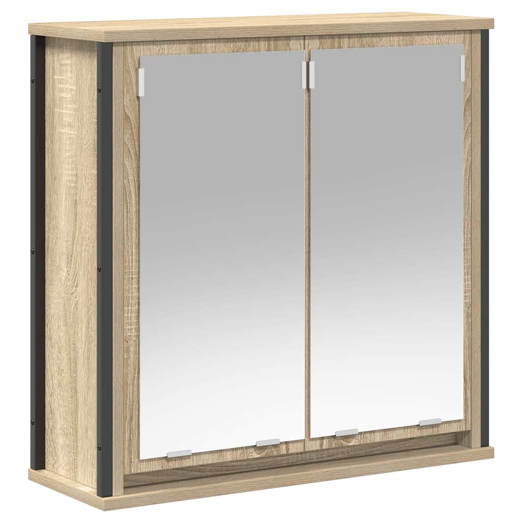 Badkamerwandkast met spiegel 60x21x60 cm sonoma eikenkleurig is nu te koop bij PeponiXL, paradijselijk wonen!