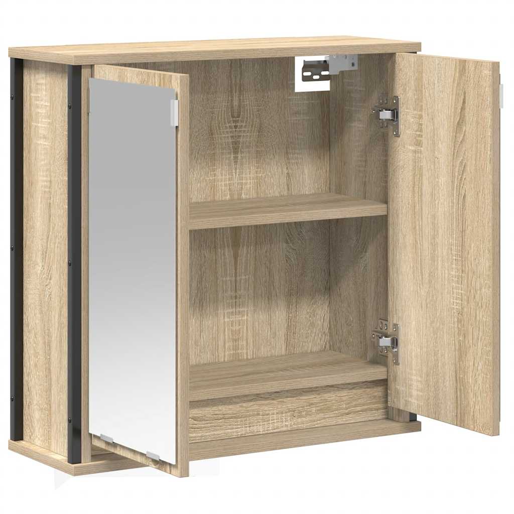 Badkamerwandkast met spiegel 60x21x60 cm sonoma eikenkleurig is nu te koop bij PeponiXL, paradijselijk wonen!