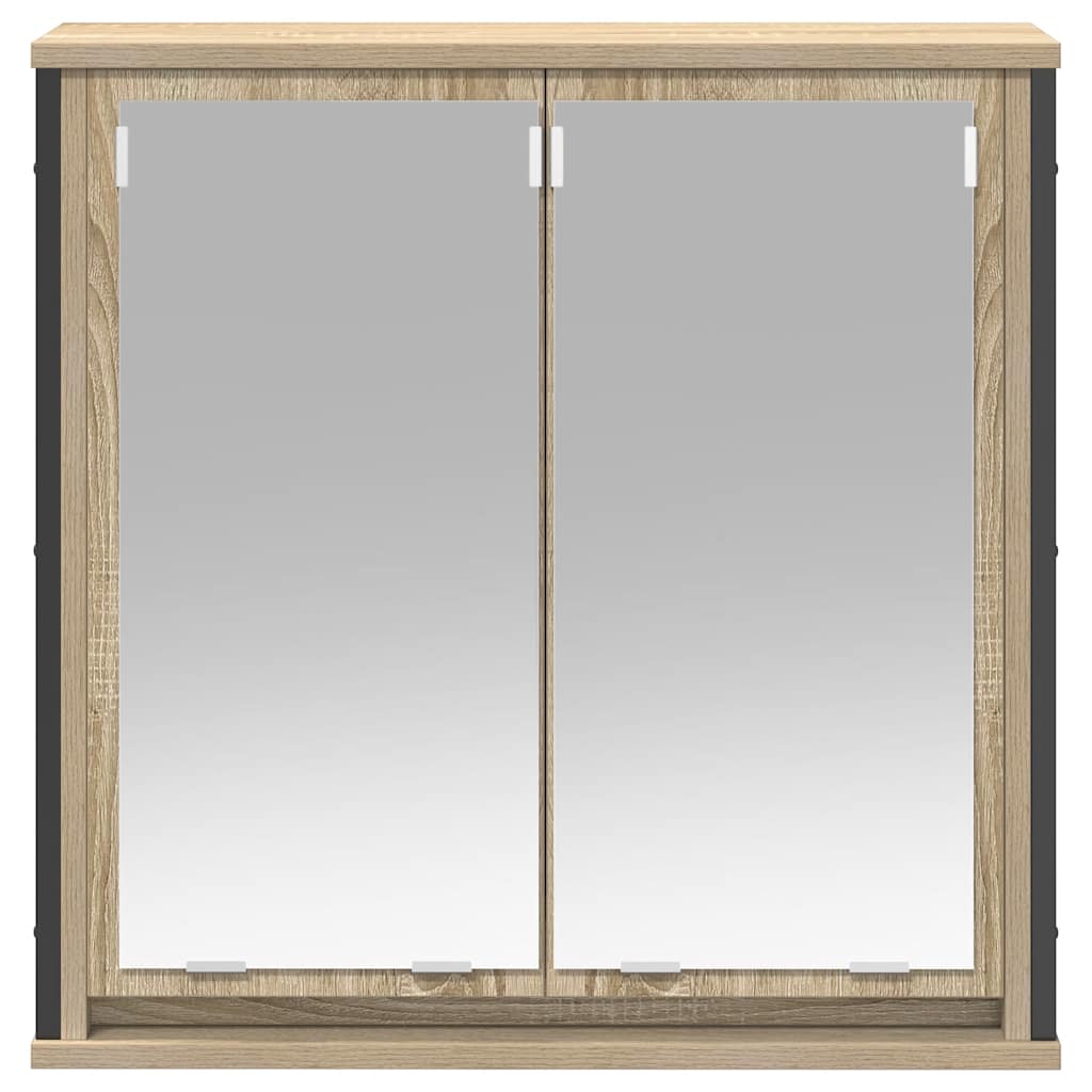 Badkamerwandkast met spiegel 60x21x60 cm sonoma eikenkleurig is nu te koop bij PeponiXL, paradijselijk wonen!