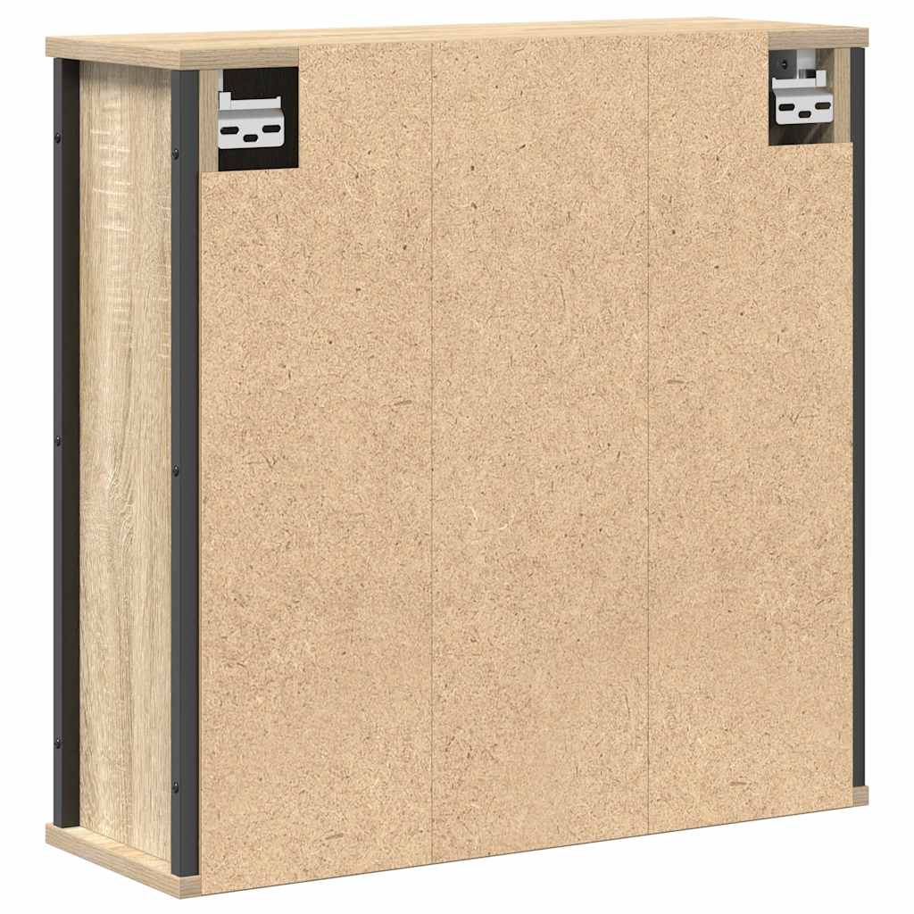 Badkamerwandkast met spiegel 60x21x60 cm sonoma eikenkleurig is nu te koop bij PeponiXL, paradijselijk wonen!