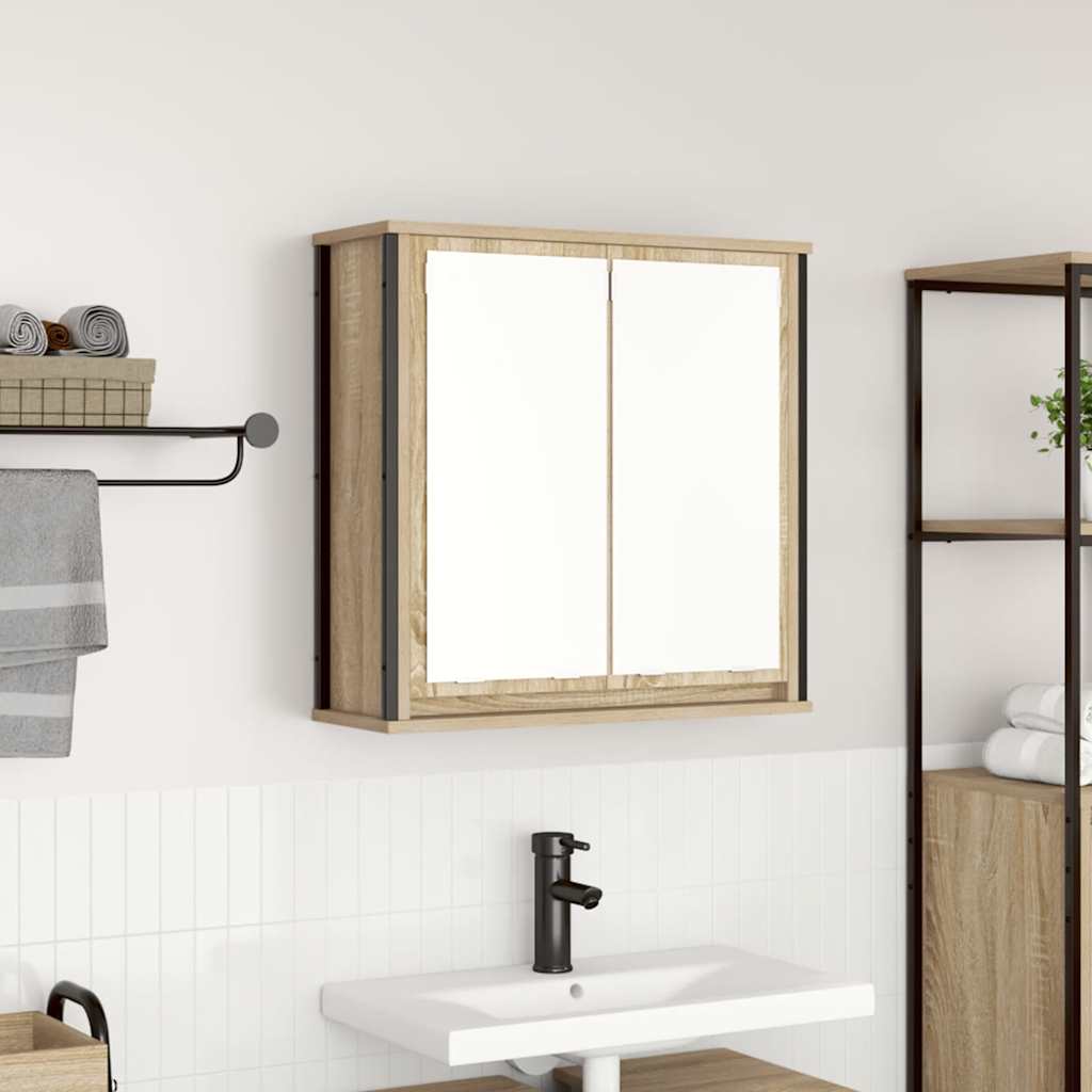 Badkamerwandkast met spiegel 60x21x60 cm sonoma eikenkleurig is nu te koop bij PeponiXL, paradijselijk wonen!