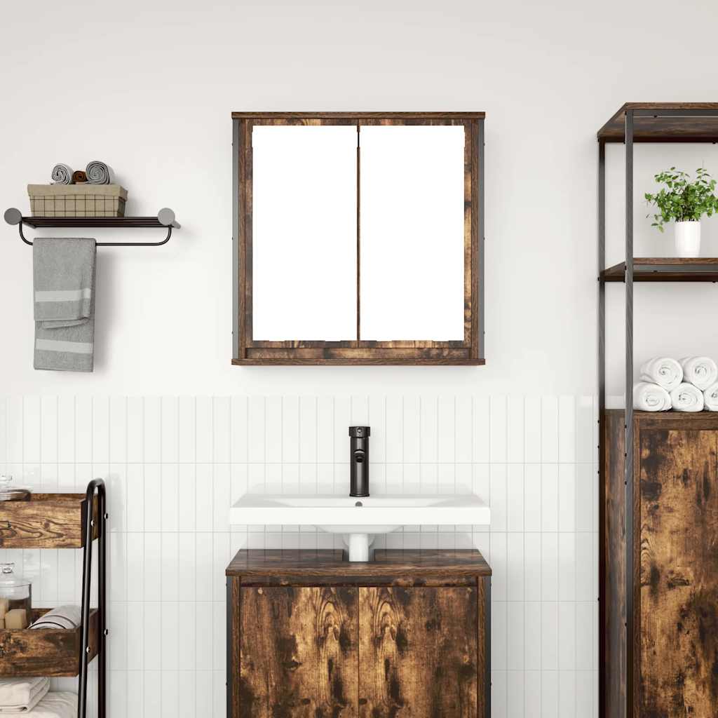 Badkamerwandkast met spiegel 60x21x60 cm gerookt eiken is nu te koop bij PeponiXL, paradijselijk wonen!