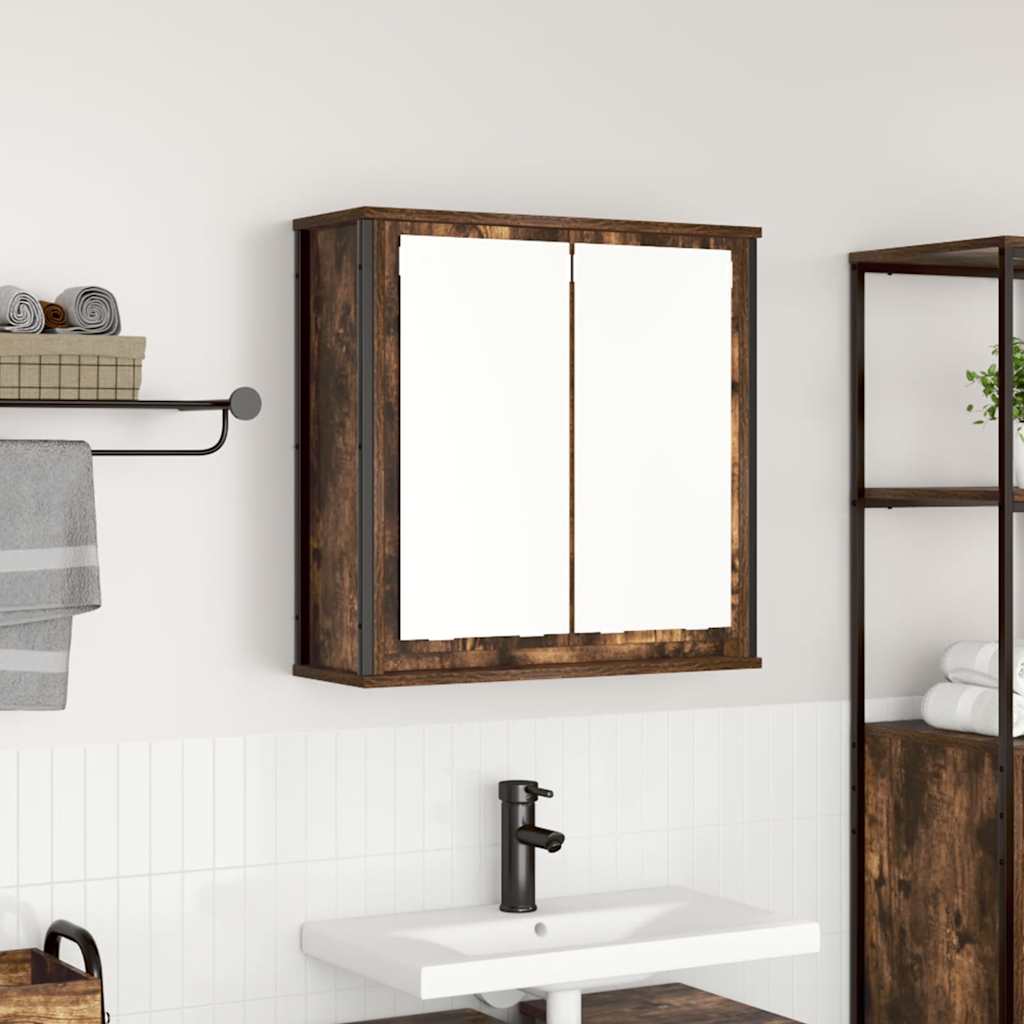Badkamerwandkast met spiegel 60x21x60 cm gerookt eiken is nu te koop bij PeponiXL, paradijselijk wonen!