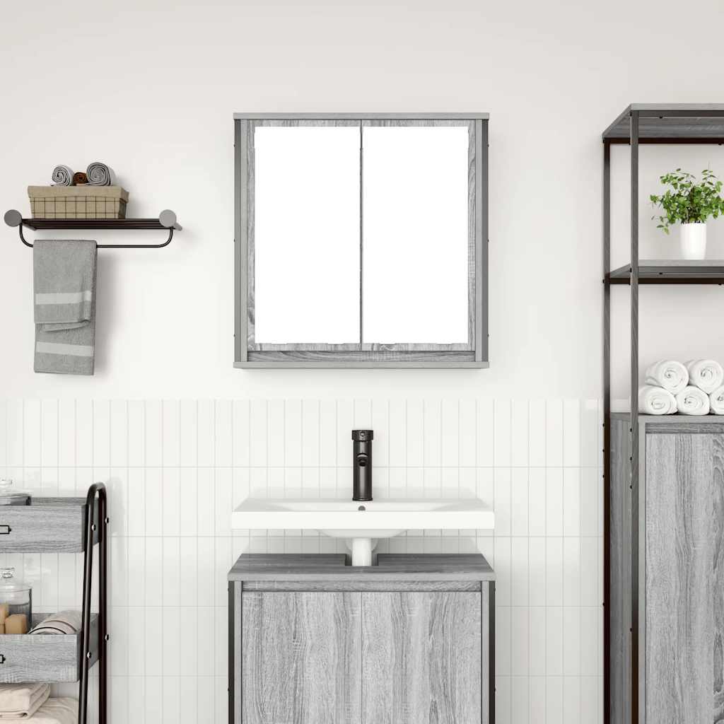 Badkamerwandkast met spiegel 60x21x60 cm Sonoma grijs is nu te koop bij PeponiXL, paradijselijk wonen!