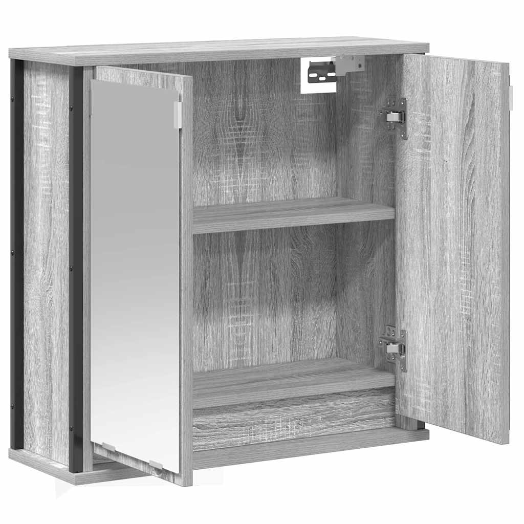 Badkamerwandkast met spiegel 60x21x60 cm Sonoma grijs is nu te koop bij PeponiXL, paradijselijk wonen!