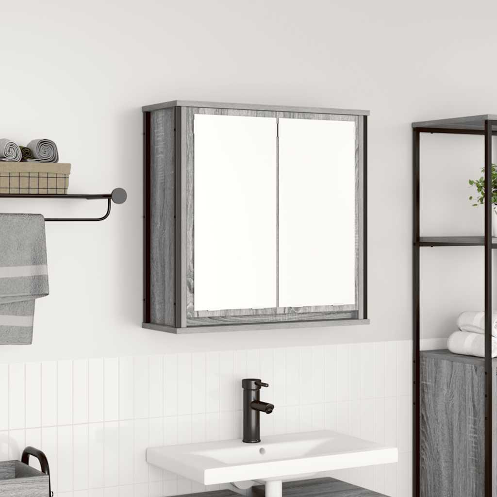 Badkamerwandkast met spiegel 60x21x60 cm Sonoma grijs is nu te koop bij PeponiXL, paradijselijk wonen!