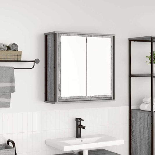 Badkamerwandkast met spiegel 60x21x60 cm Sonoma grijs is nu te koop bij PeponiXL, paradijselijk wonen!