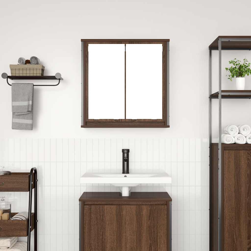 Badkamerwandkast met spiegel 60x21x60 cm bruin eiken is nu te koop bij PeponiXL, paradijselijk wonen!