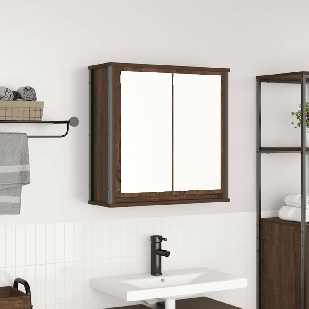 Badkamerwandkast met spiegel 60x21x60 cm bruin eiken is nu te koop bij PeponiXL, paradijselijk wonen!