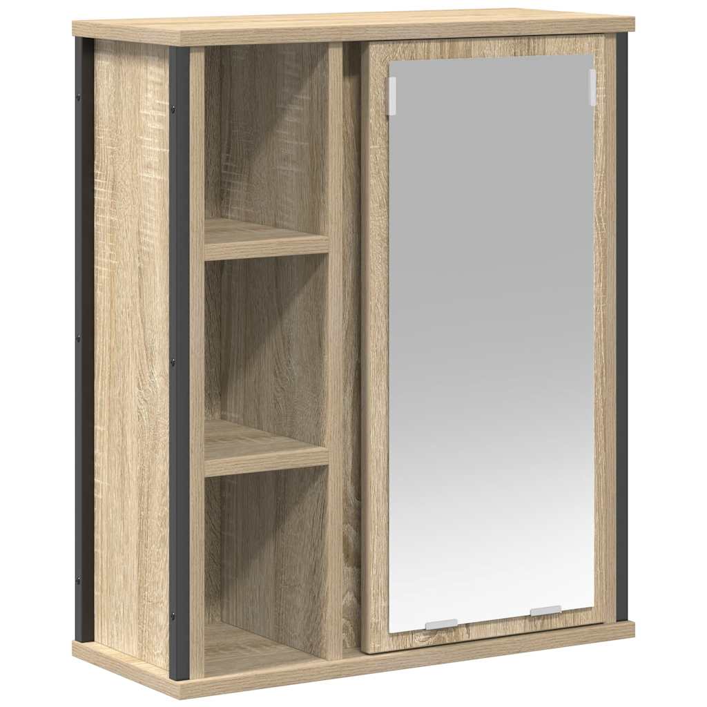 Badkamerwandkast met spiegel 50x21x60 cm sonoma eikenkleurig is nu te koop bij PeponiXL, paradijselijk wonen!