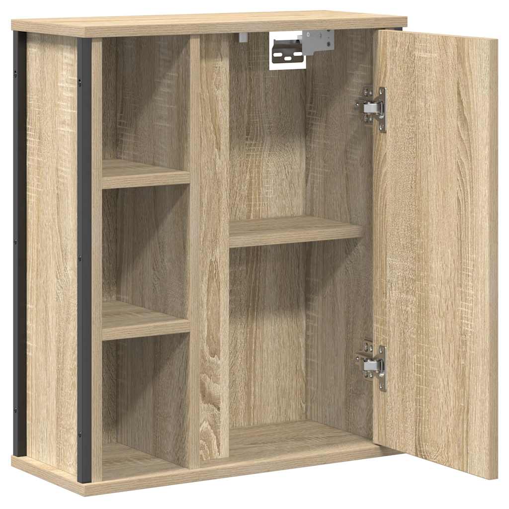 Badkamerwandkast met spiegel 50x21x60 cm sonoma eikenkleurig is nu te koop bij PeponiXL, paradijselijk wonen!