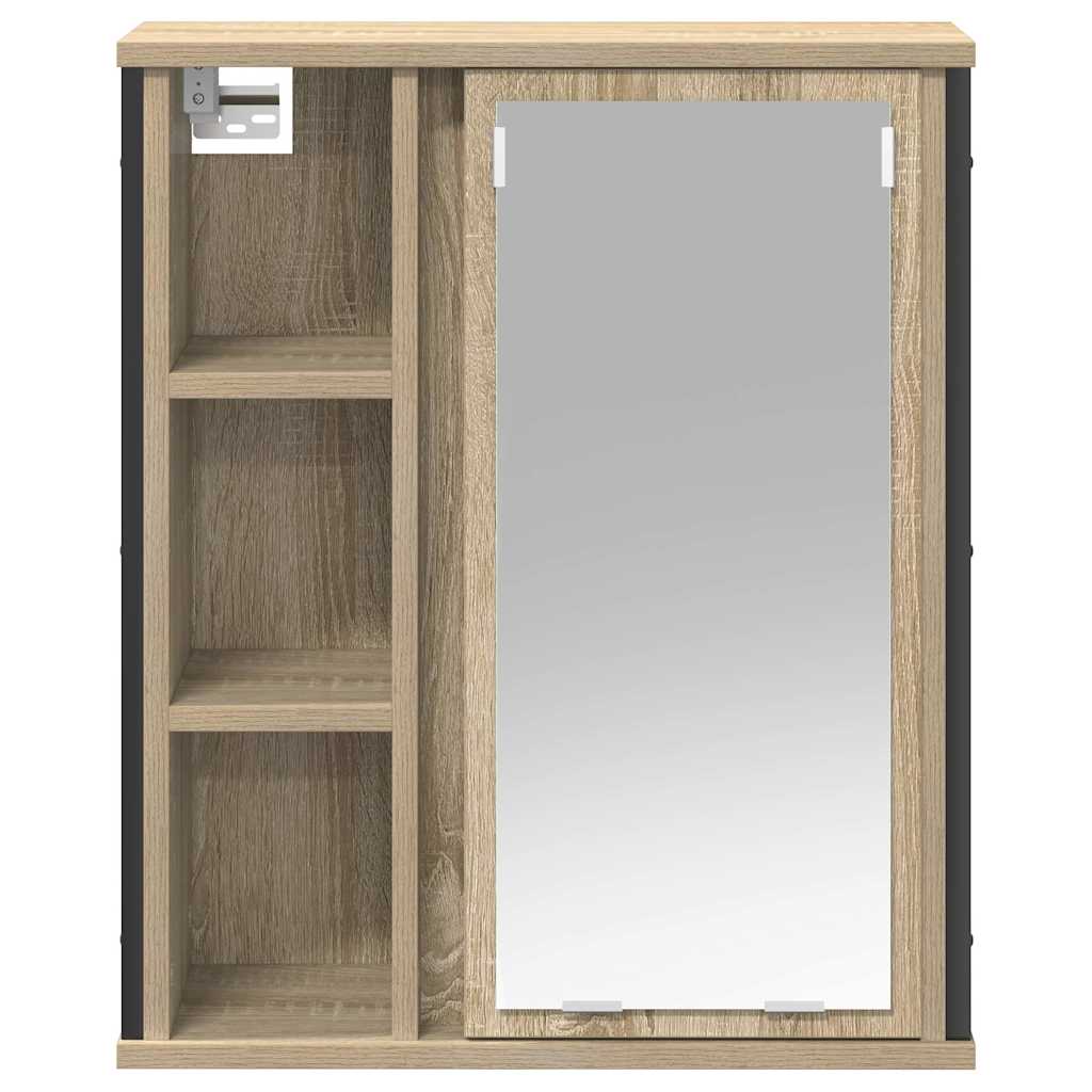 Badkamerwandkast met spiegel 50x21x60 cm sonoma eikenkleurig is nu te koop bij PeponiXL, paradijselijk wonen!