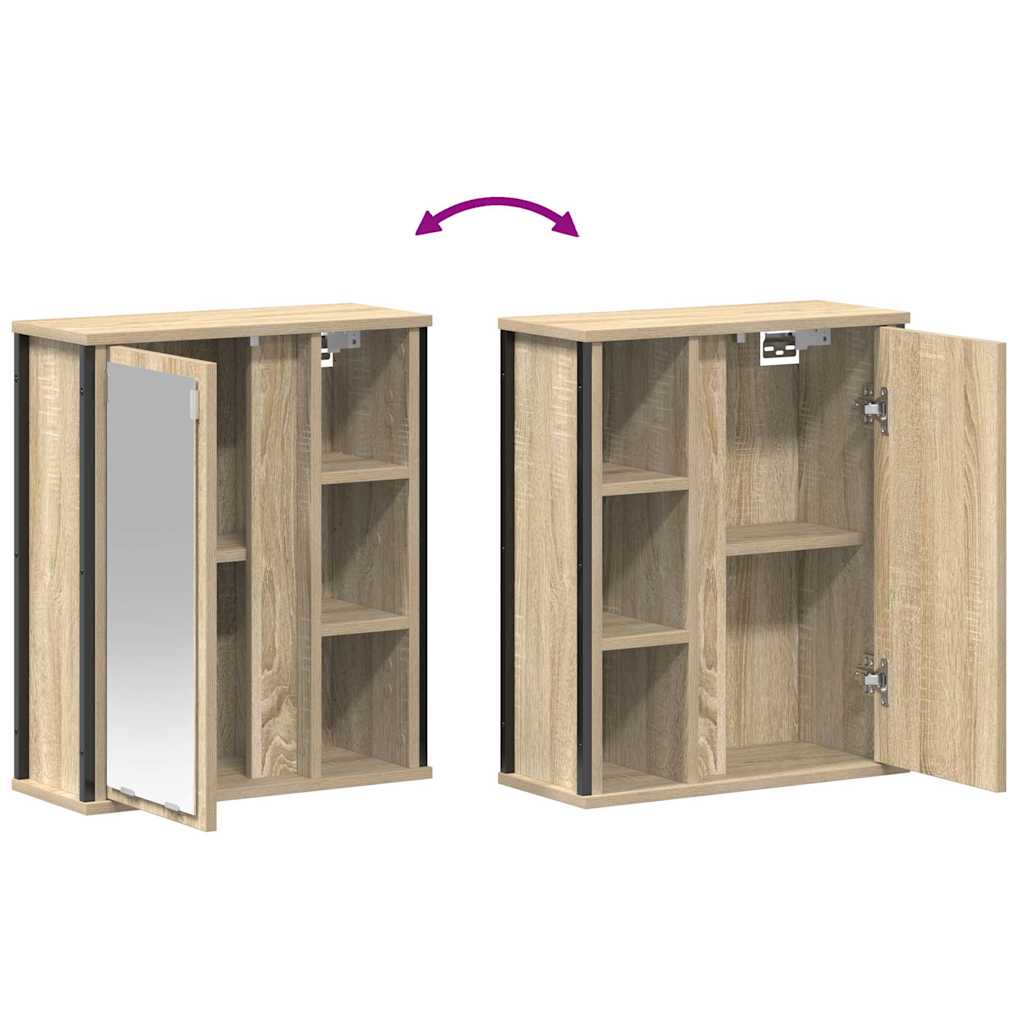 Badkamerwandkast met spiegel 50x21x60 cm sonoma eikenkleurig is nu te koop bij PeponiXL, paradijselijk wonen!